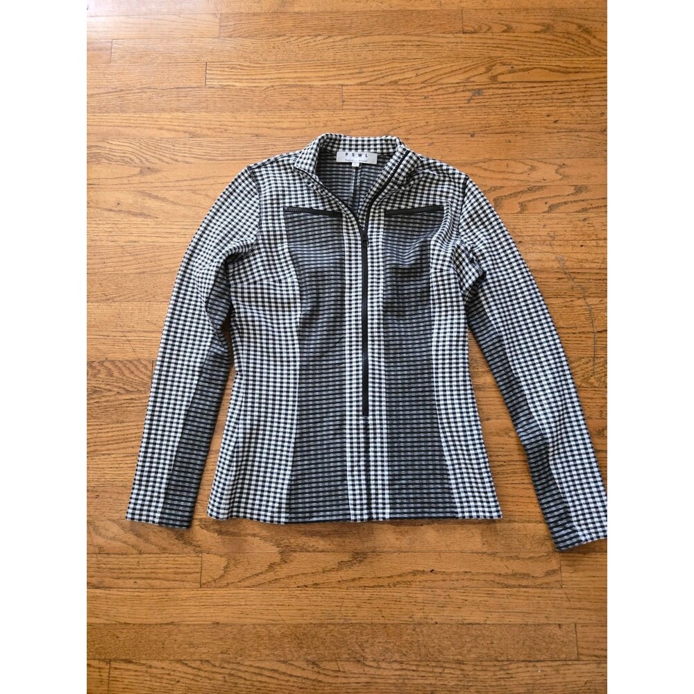 Proenza Schouler PSWL Plaid Print Long Sleeve Pullover Black & White Size Large
